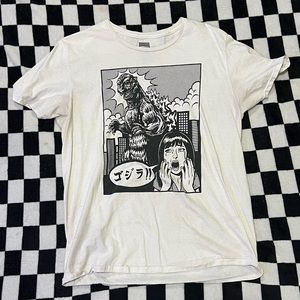 godzilla anime girl black and white t shirt